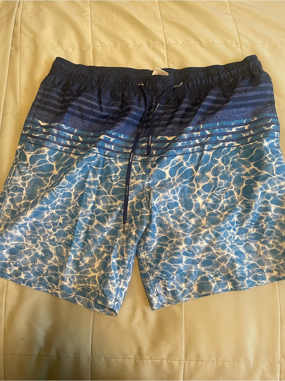 Men's Calvin Klein Blue Water-Print Swim Trunks